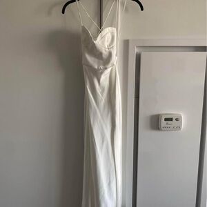 Zara White Satin Midi Dress